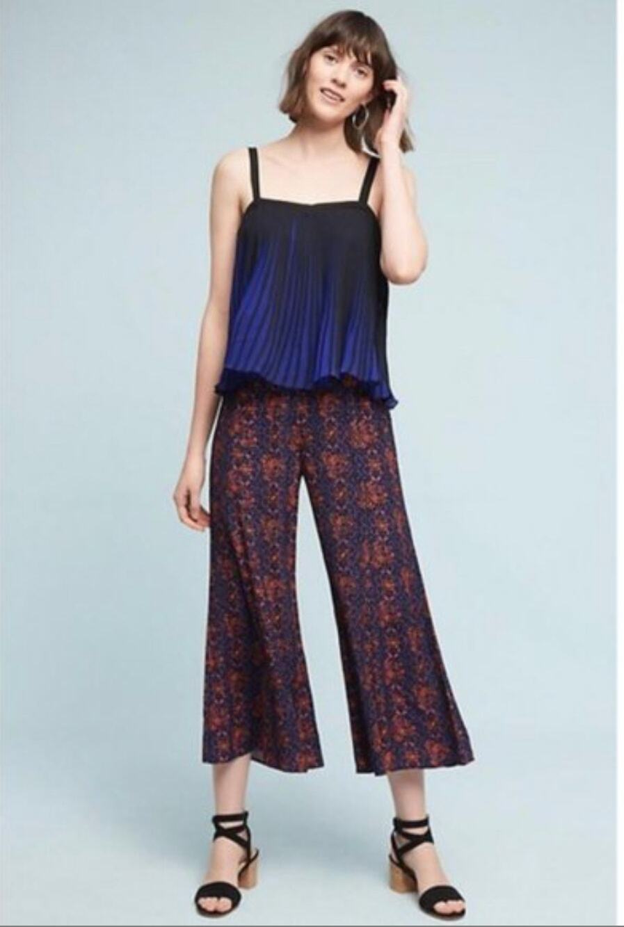 ANTHROPOLOGIE Elevenses Tessie Wide Leg Printed Pants // 2
